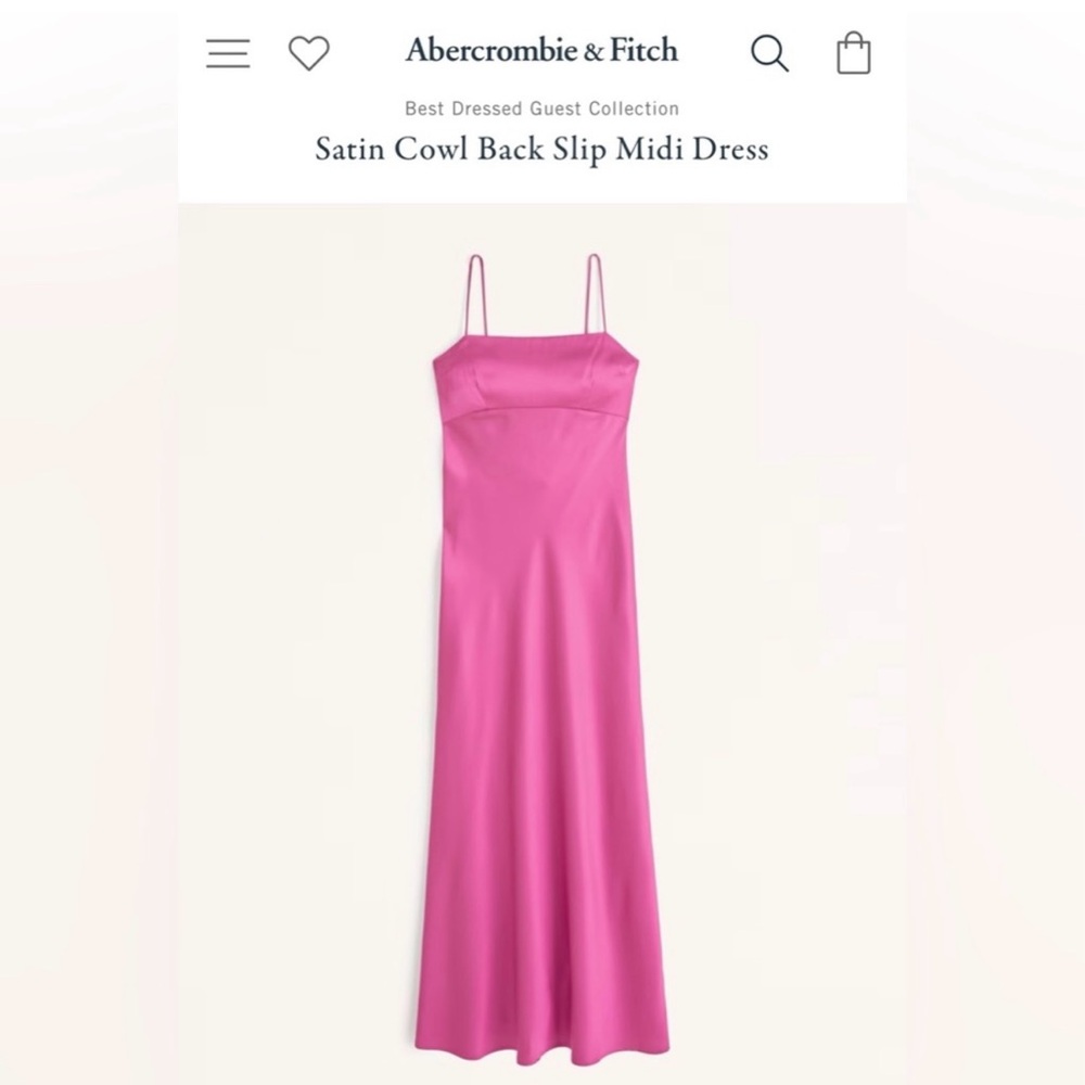 Abercrombie Satin Cowl Back Slip Midi Dress Size Small Pink/Rasberry
